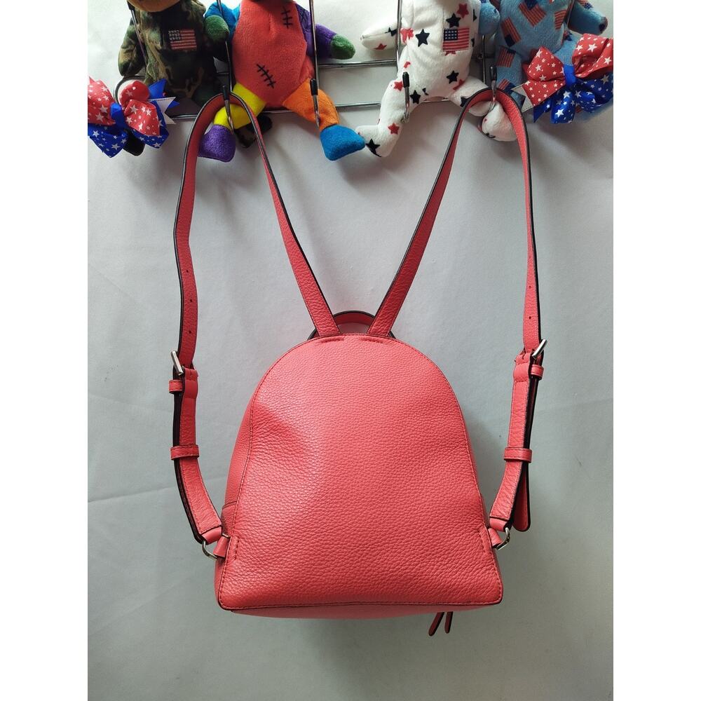 Kate Spade New York Jackson Coral Red Pebbled Leather Zipper Top Handle Backpack - Picture 15 of 16